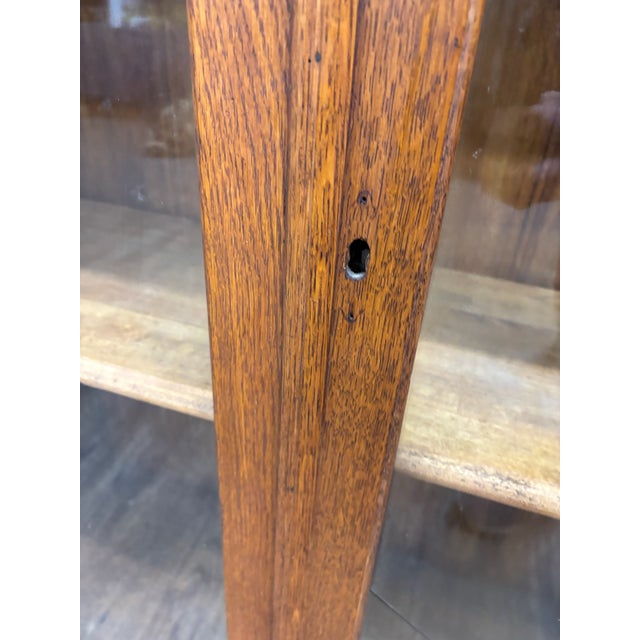 Wood Antique Victorian Oak Glass Front Bookcase Cabinet For Sale - Image 7 of 12