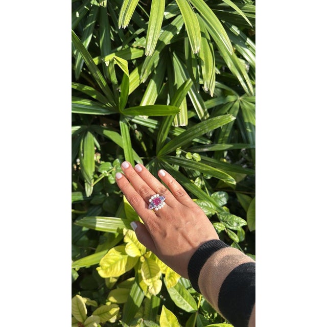 Set in 18k Gold, Tourmaline, Multi Sapphires, Freshwater Pearls & Diamonds Ring, Size 6 For Sale - Image 9 of 10