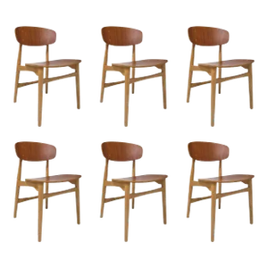 Mid 20th Century Restored Jens Hjorth Beech and Teak Mid-Century Danish Dining Chairs- Set of 6
