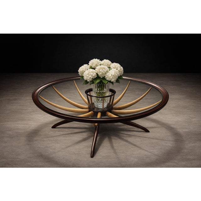 Giuseppe Scapinelli Brazilian Modern Coffee Table With Flower Vase in Two Woods, Giuseppe Scapinelli, 1950s For Sale - Image 4 of 12