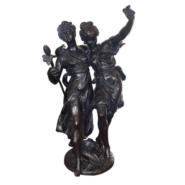 H. Dumaige Bronze Sculpture of Two Dancing Women. Late 19th Century, France. For Sale In Los Angeles - Image 6 of 9