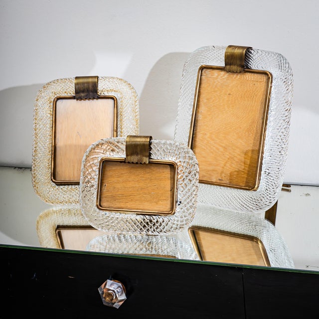 Hollywood Regency Set of Three Murano Glass Table Frames by Barovier & Toso, Italy, Mid-20th Century For Sale - Image 3 of 11