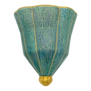 Josef Ekberg Art Deco Wall Pocket Vase in Green and Gold for Gustavsberg For Sale