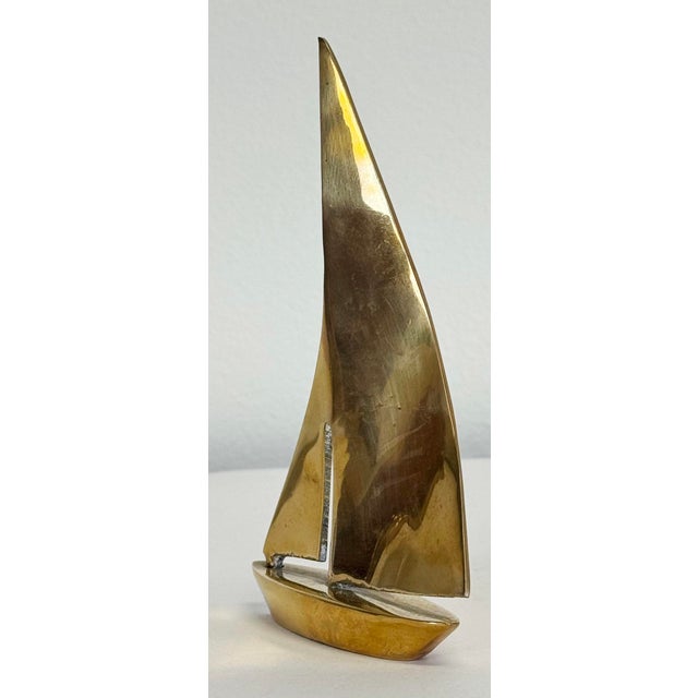 Mid-Century Modern Vintage Brass Sailboat For Sale - Image 3 of 6