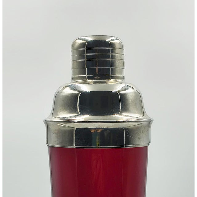 Mid-Century Modern Italian Ruby Red Glass and Chrome Cocktail Shaker, Circa 1960s For Sale In Detroit - Image 6 of 7