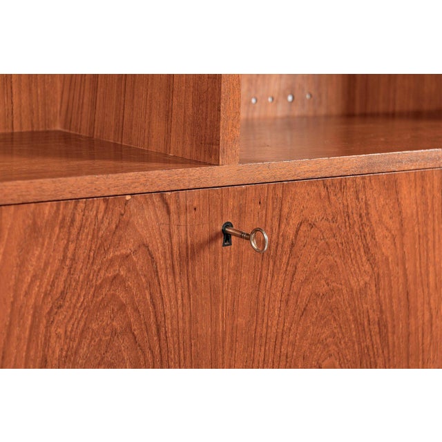 Brown Mid-Century Danish Teak Wood Bookshelves With Dropdown Desk by Bjerringbro Møbler For Sale - Image 8 of 16