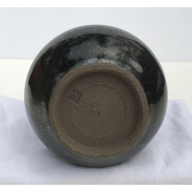 Black C1980 Japanese Studio Pottery Buzen Vase by Nishijima Hideki - For Sale - Image 8 of 11