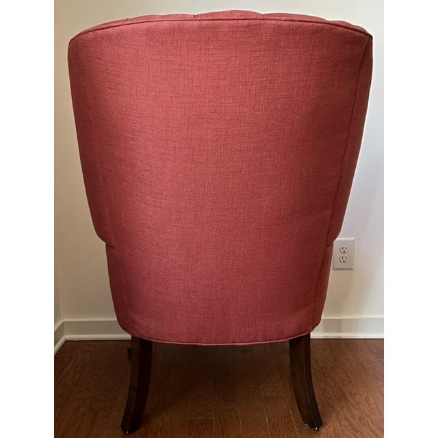 1980s Channel Back Vintage Upholstered Chair For Sale - Image 4 of 8