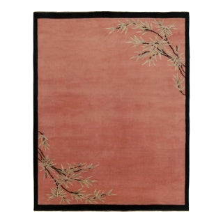 Rug & Kilim Chinese Style Art Deco Rug in Pink Open Field with Floral Patterns - 12'x18' For Sale