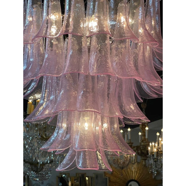 Modern Pink Murano Style Glass Saddle Form Chandelier For Sale - Image 4 of 8