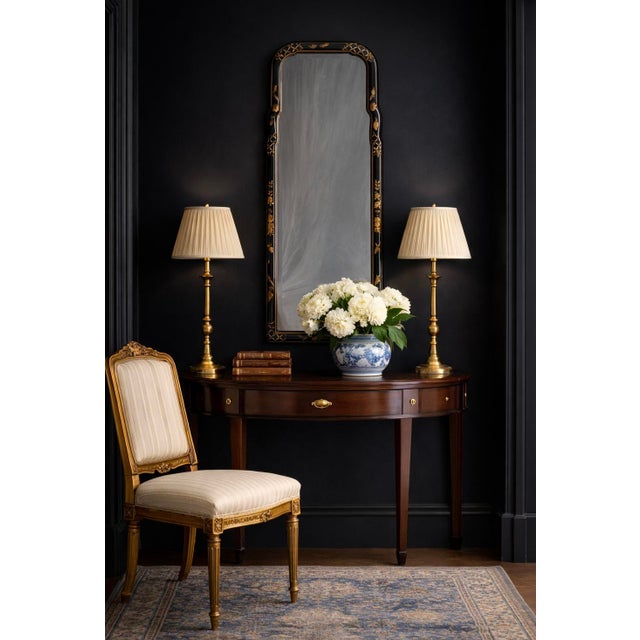 Friedman Bros. Black Chinoiserie Colonial Williamsburg Restoration Wall Mirror For Sale In Atlanta - Image 6 of 8