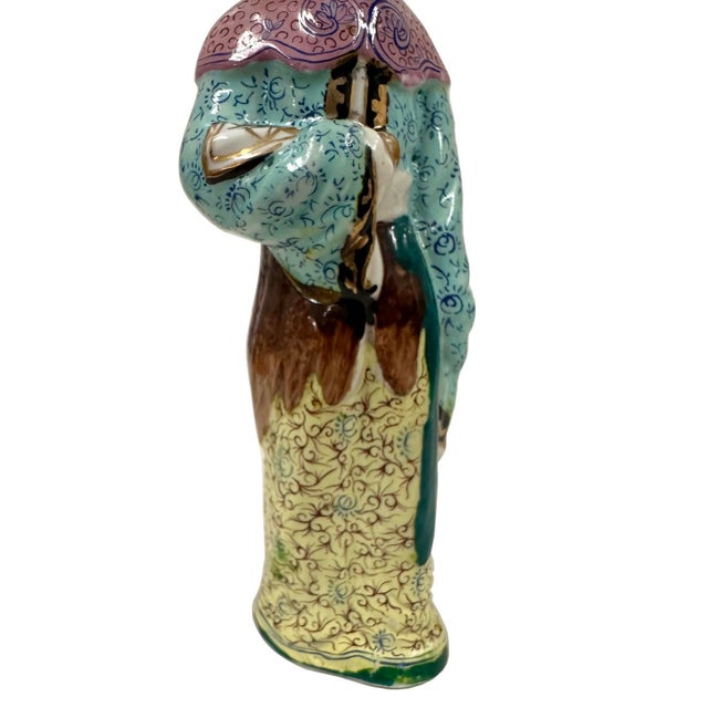 Chinese Early 20th Century Antique Chinese Polychrome Porcelain Figurine - Court Lady For Sale - Image 3 of 11
