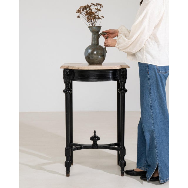 French 19th Century France Napoleon III Black Wood Console Table For Sale - Image 3 of 11