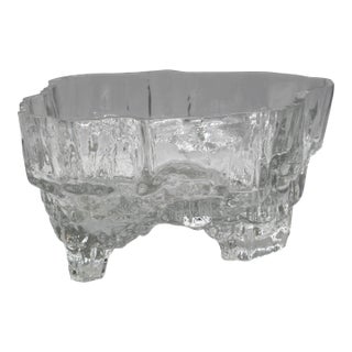 Mid Century Modern Tapio Wirkkala “Inari” Glass Bowl From Littala Glass Factory For Sale