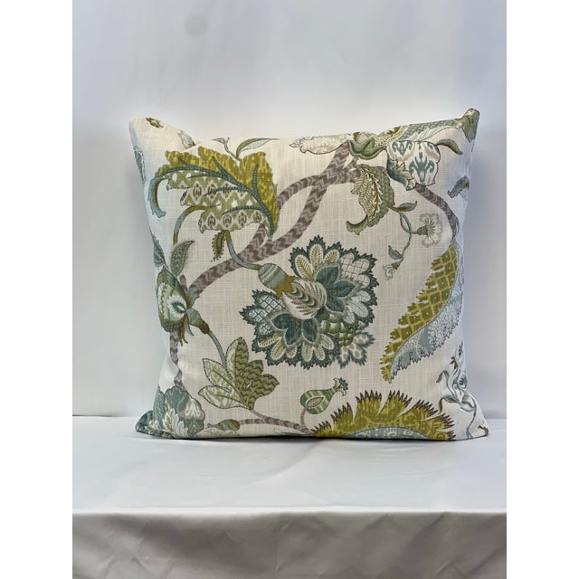2020s P.Kaufmann Attributed Floriana Mineral 20”x20” Feather/Down Pillows - A Pair For Sale - Image 5 of 7