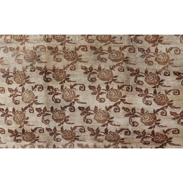 Unique Antique Turkish Konya Rug With All-Over Floral Pattern in Taupe and Brown For Sale - Image 10 of 12