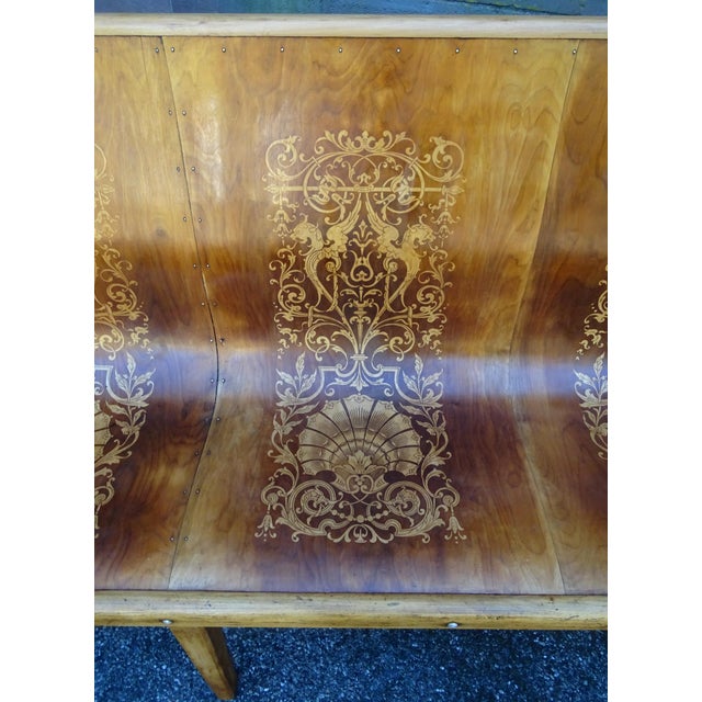 Curved Wood Bistro Bench by DG Fischel France, 1930 For Sale - Image 12 of 15