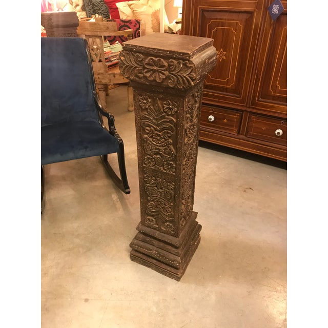Solid Wood Hand Carved Pillar For Sale - Image 10 of 10