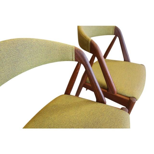 Model 31 Chairs in Teak and Wool Fabric by Kai Kristiansen for Schou Andersen, 1960s, Set of 4 For Sale - Image 16 of 17