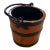 Antique Primitive Wooden Forged Iron Rice Berry Bucket Orange For Sale