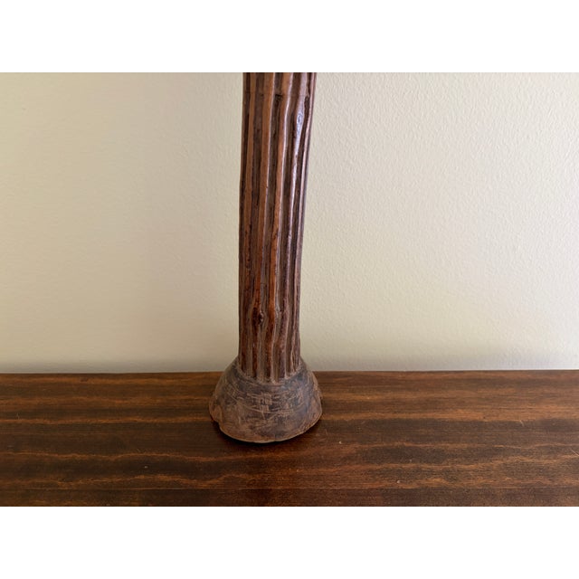 Vintage East African Carved Wood and Leather Pastoralist Headrest Stool For Sale - Image 10 of 14