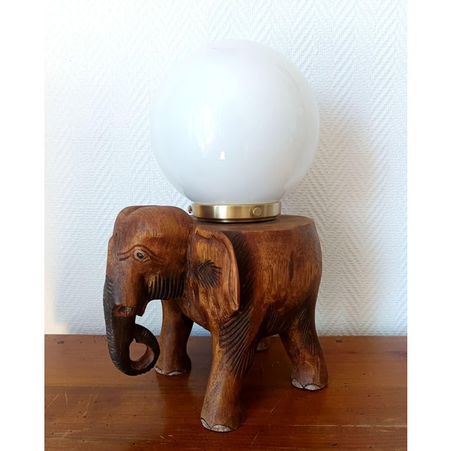 Vintage Elephant and Opaline Table Lamp, 1940s For Sale - Image 6 of 13
