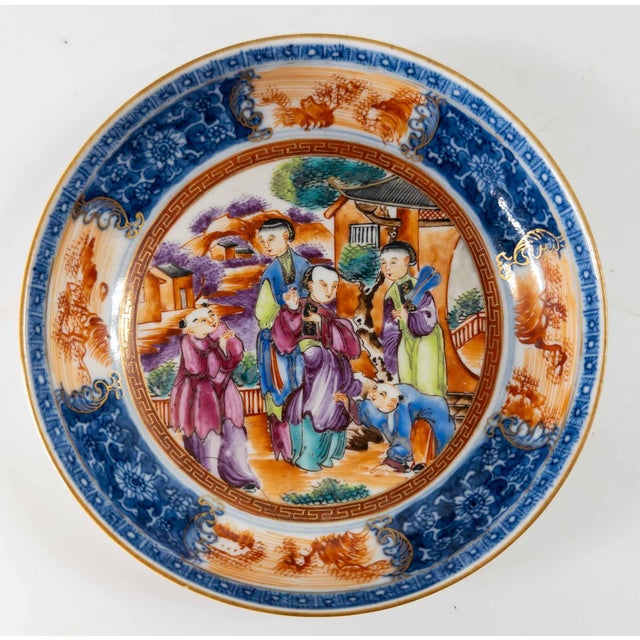 19th Century Chinese Export Rose Mandarin Palette Teacup and Saucer For Sale - Image 12 of 18