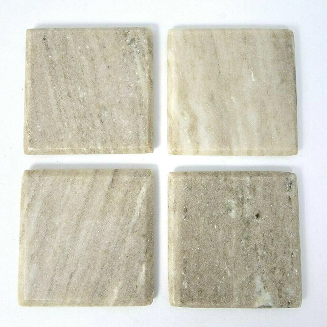 Modern Square Marble Coasters- Set of 4 For Sale - Image 3 of 5