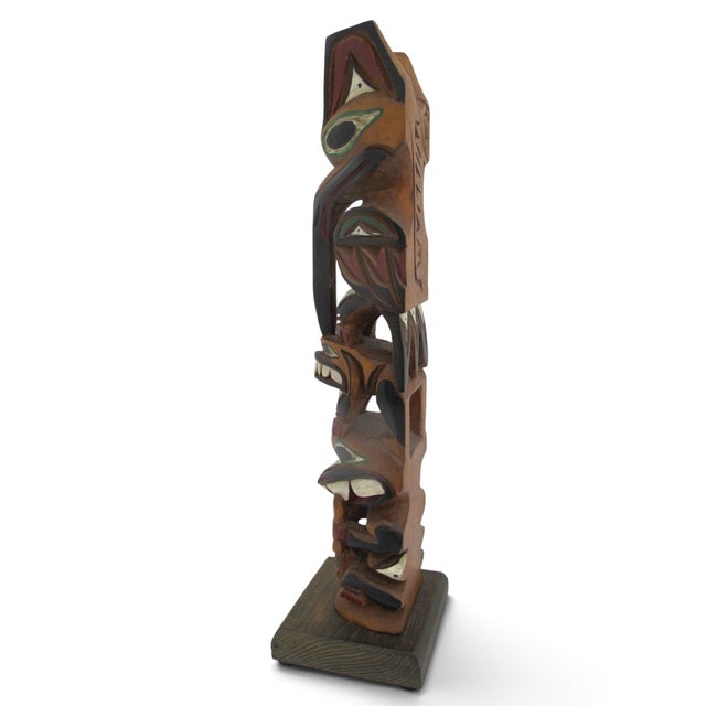 Ray Williams Pacific Nw Eagle Clan Native American Carved Wood Totem Pole For Sale - Image 4 of 14