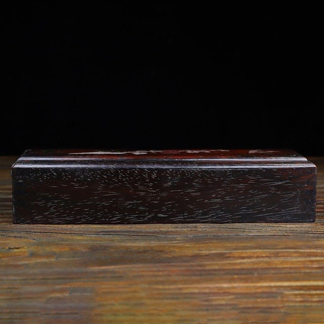 Chinese Vintage Chinese Rosewood Slide Box With Mother of Pearl Inlay, Plum Blossom & Bird Motif For Sale - Image 3 of 9