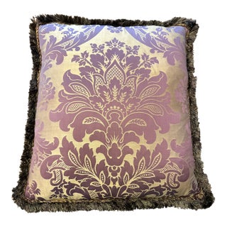 Vintage Silk and Velvet Damask Pillow For Sale