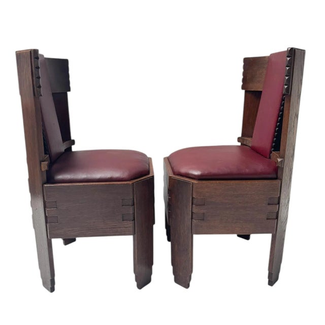 Vintage Art Deco Amsterdam School Side Chairs, 1920s, Set of 2 For Sale - Image 10 of 11