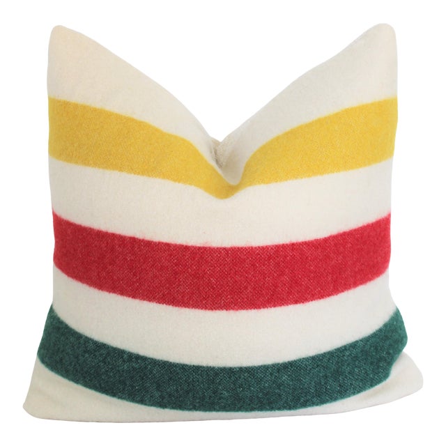 Hudson's Bay Wool Blanket Pillow, Square 24", Feather Down Insert
