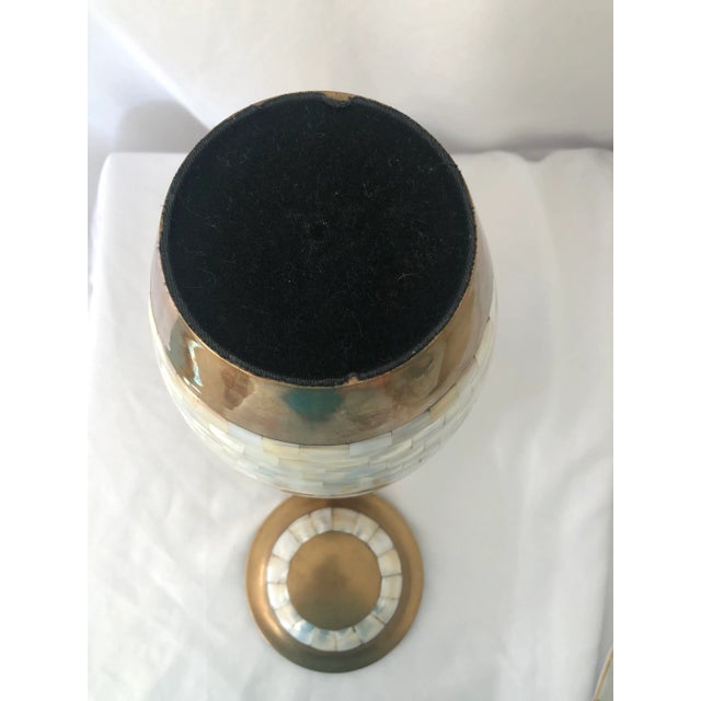 Vintage Handcrafted Brass and Mother of Pearl Inlay Urn For Sale In Naples, FL - Image 6 of 7