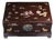 Antique Chinese Hardwood Inlaid "Mandarin Ducks" Jewelry Box With Bronze Lock For Sale