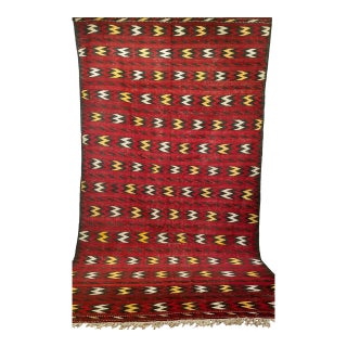 Vintage Moroccan Tribal Kilim Rug, Flatweave Wool, Geometric Stripe Pattern, 8x14 For Sale