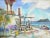 Colors of tropical waters create a light and breezy mood in this figurative landscape watercolor by David Stephens...
