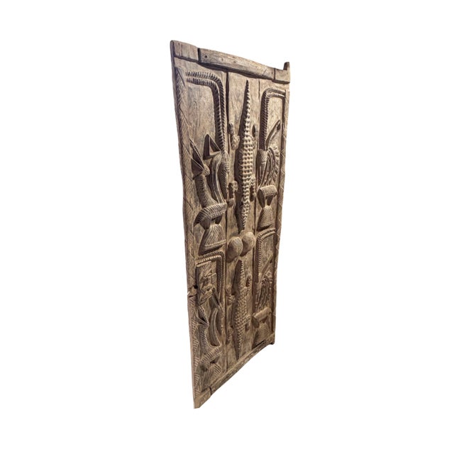 Vintage Dogon Granary Door With Chiwaras /Crocodiles Mali African 74" H For Sale In New York - Image 6 of 10