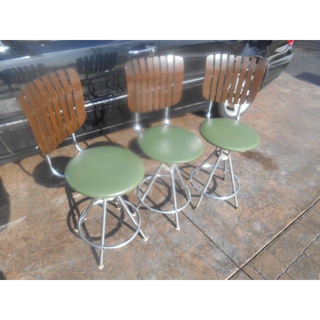 Comfort Lines MidCentury Modern Umanoff Style Slat Back Swivel Bar