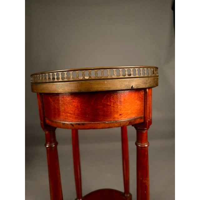 French Louis XVI Style Mahogany Kidney-Shaped Side Table With Marble Top & Brass Gallery, C. 1890 For Sale - Image 11 of 12