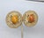 Les Bernard Vintage 1980s Signed Les Bernard Round Goldtone Cabochon Faux-Agate Clip Earrings-2 Pieces For Sale - Image 4 of 12