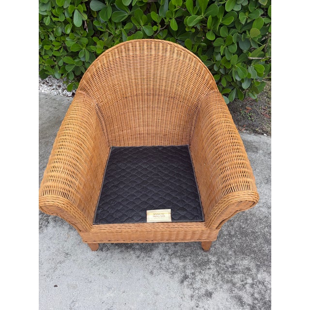 Vintage Henry Link Wicker Lounge Chair & Ottoman For Sale - Image 10 of 15