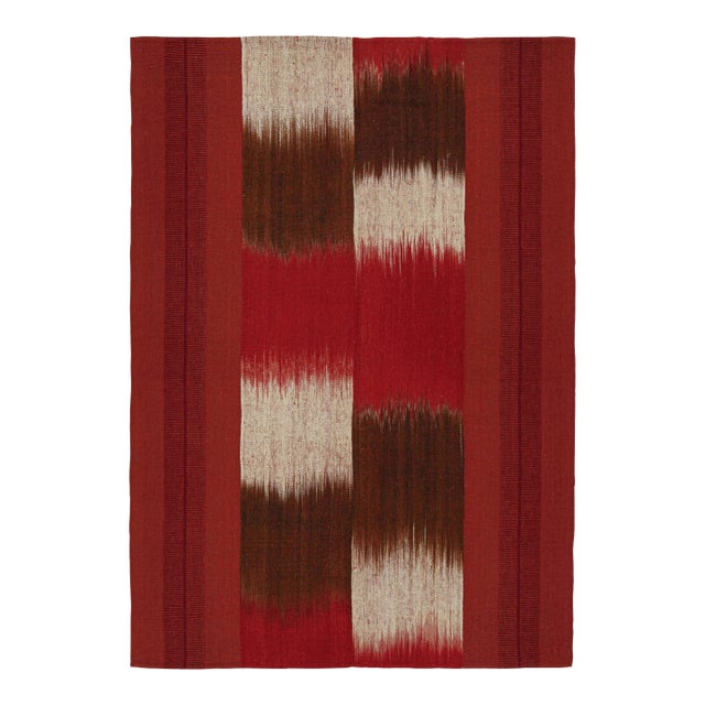 Rug & Kilim’s Contemporary Kilim in Red, Brown and Off-White For Sale