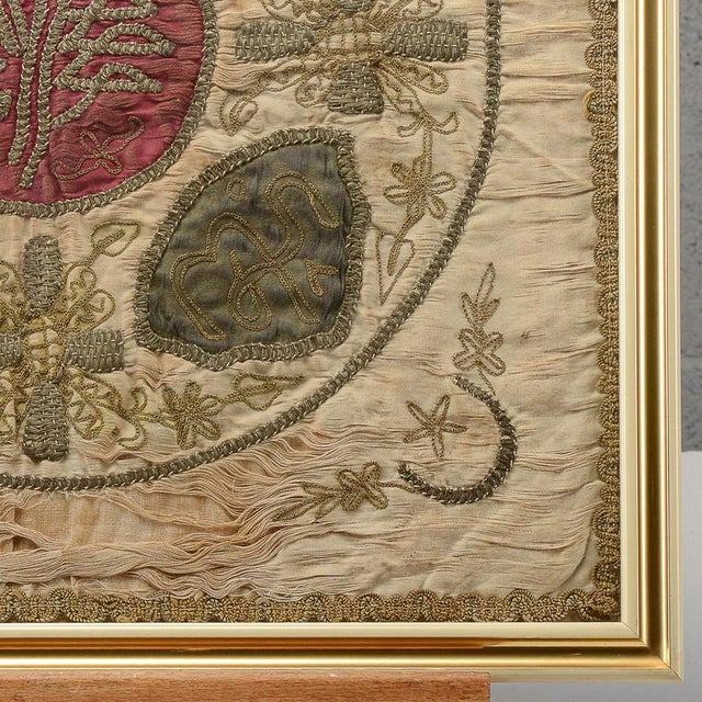 19th Century Antique Ceremonial Cushion Fabric with Gold Threads, 19th Century For Sale - Image 5 of 7