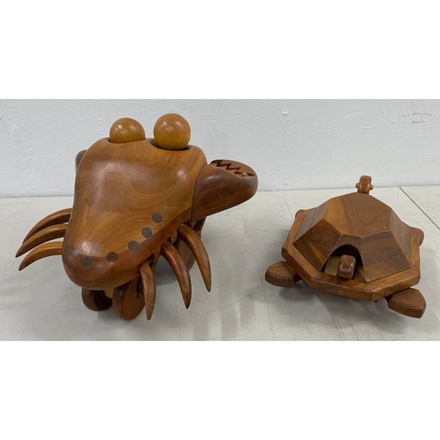 Children's 20th C. John W. Benbow Wooden Crab & Turtle Sculptures - a Pair For Sale - Image 3 of 10