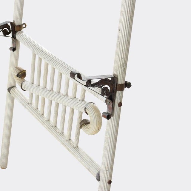 Brass Antique Stick & Ball Art Display Easel With Mirror, Scrolls & Brass Caps C1910 For Sale - Image 8 of 8