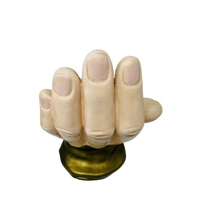 Pristine 10” Scioto Ceramics Anatomical ‘Orans’ Prayer Hands - A Pair - Circa 1977 For Sale - Image 9 of 11