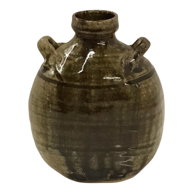 Jensen Studio Organic Modern Raku Saltglaze Jug Shaped Vessel For Sale