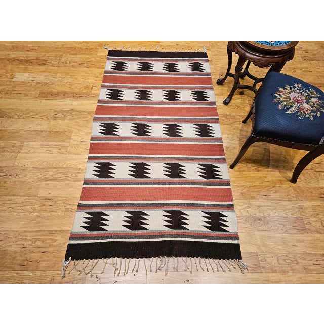 Vintage Native American Navajo Rug, Handwoven Wool, Banded Geometric Pattern, 3x5 For Sale - Image 12 of 14