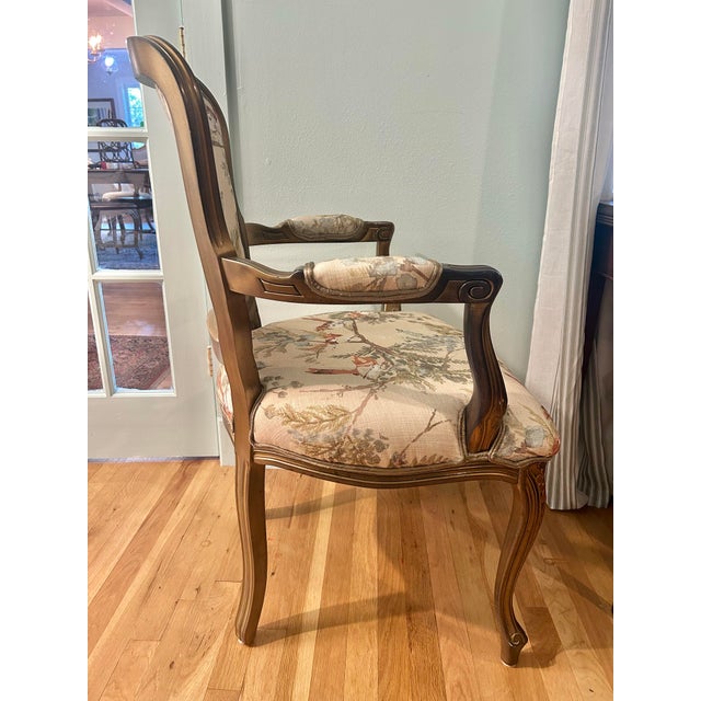 1980s Late 20th Century Italian Louis XV Style Armchair With Carved Wood Polychrome Finish and Custom Upholstery For Sale - Image 5 of 15